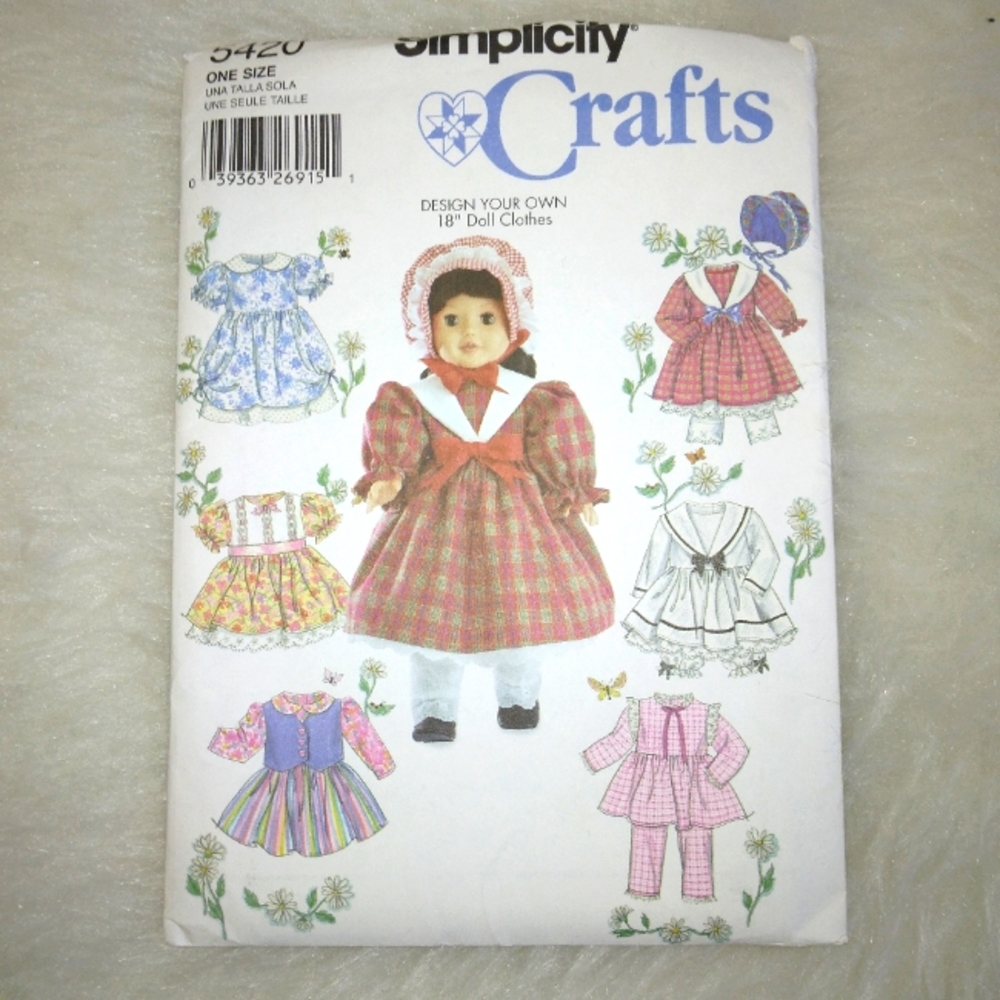 SIMPLICITY 5420 Design your own 18" doll clothes Gotz and American Girl Doll
